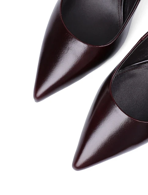 Женские туфли MIRATON из масляной кожи бордовые - фото 5 - Miraton