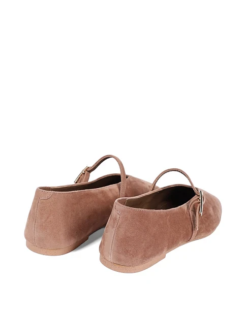 Женские балетки MIRATON велюровые бежевые - фото 4 - Miraton