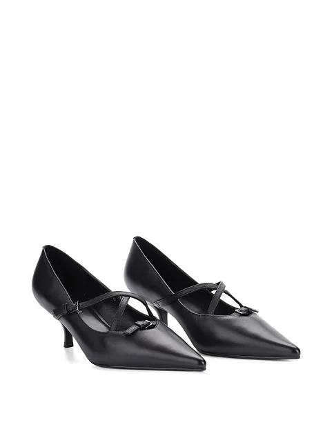 Женские туфли MIRATON кожаные черные - фото 3 - Miraton