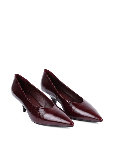 Женские туфли MIRATON кожаные бордовые - фото 3 - Miraton