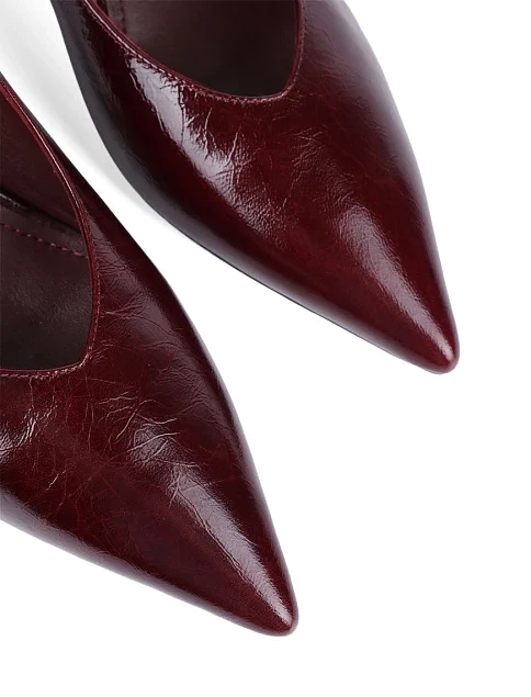 Женские туфли MIRATON кожаные бордовые - фото 5 - Miraton