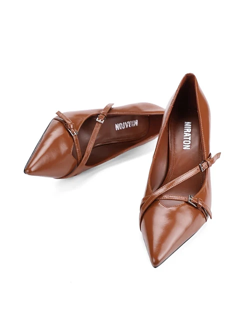 Женские туфли MIRATON кожаные коричневые - фото 2 - Miraton