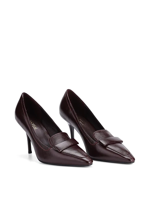 Женские туфли лодочки MIRATON кожаные бордовые - фото 3 - Miraton