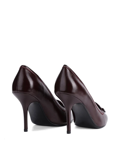 Женские туфли лодочки MIRATON кожаные бордовые - фото 4 - Miraton