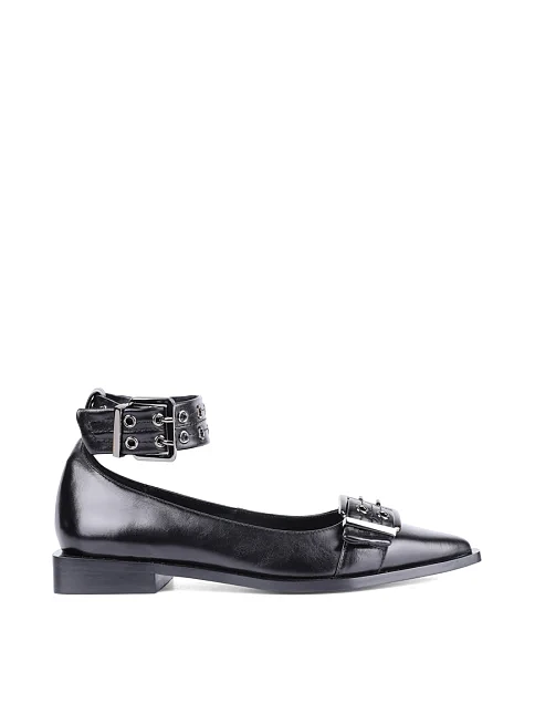 Женские балетки MIRATON кожаные черные - фото 1 - Miraton