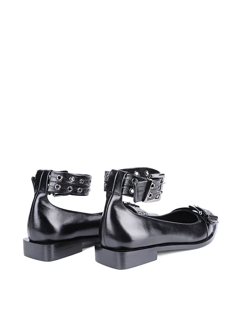 Женские балетки MIRATON кожаные черные - фото 4 - Miraton