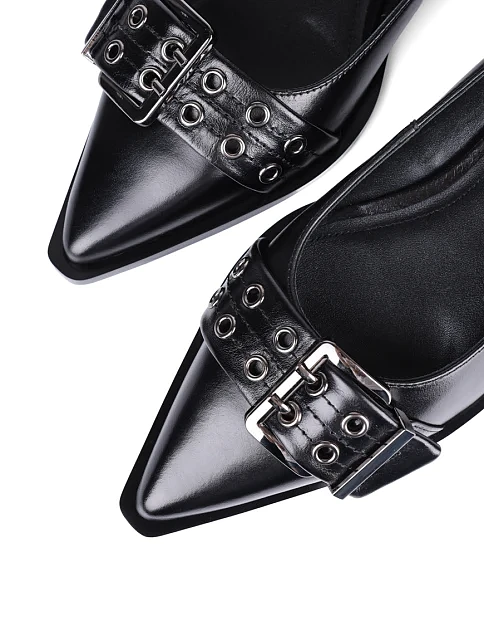 Женские балетки MIRATON кожаные черные - фото 5 - Miraton