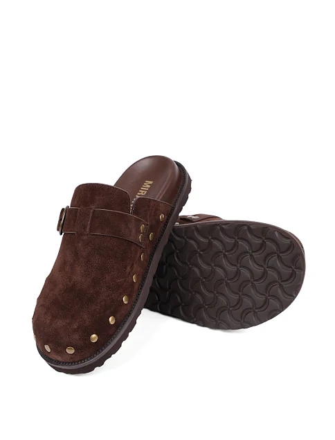 Жіночі мюлі MIRATON  велюрові коричневі - фото 5 - Miraton