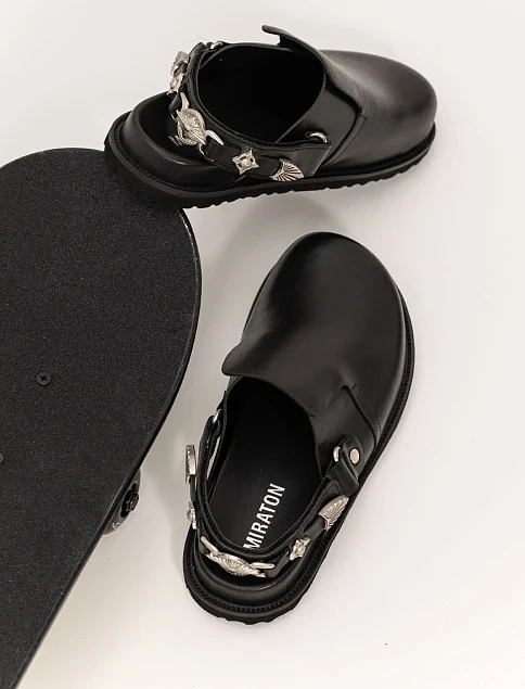 Женские слиперы MIRATON кожаные черные - фото 1 - Miraton