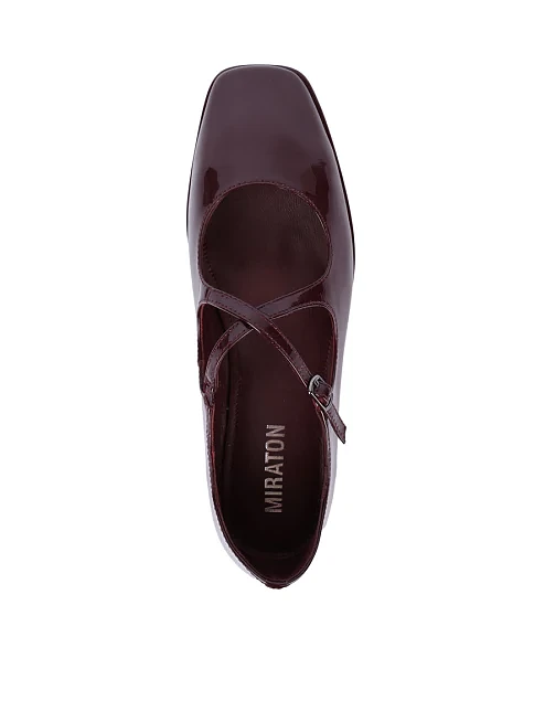 Женские балетки MIRATON лаковые бордовые - фото 2 - Miraton