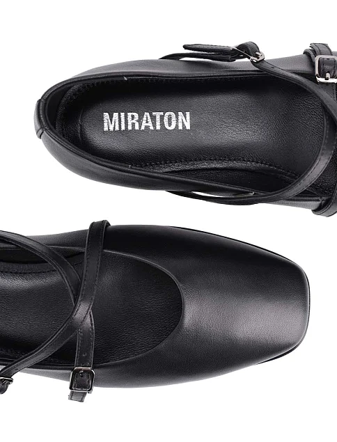 Женские балетки MIRATON кожаные черные - фото 5 - Miraton