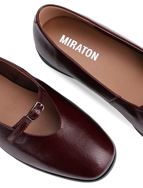 Женские балетки MIRATON кожаные бордовые - фото 5 - Miraton