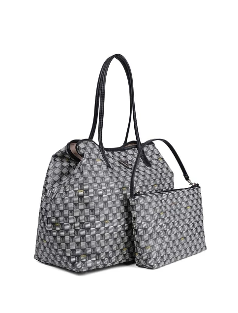 Женская сумка 2 в 1 Guess из экокожи черная - фото 5 - Miraton