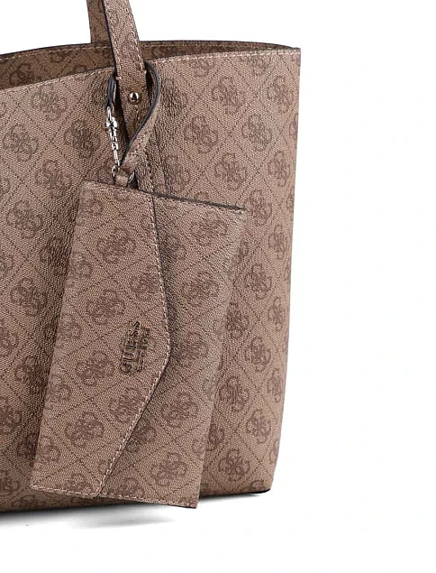 Женская сумка 2 в 1 Guess из экокожи бежевая - фото 4 - Miraton