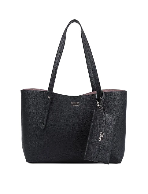 Женская сумка 2 в 1 Guess из экокожи черная - фото 1 - Miraton