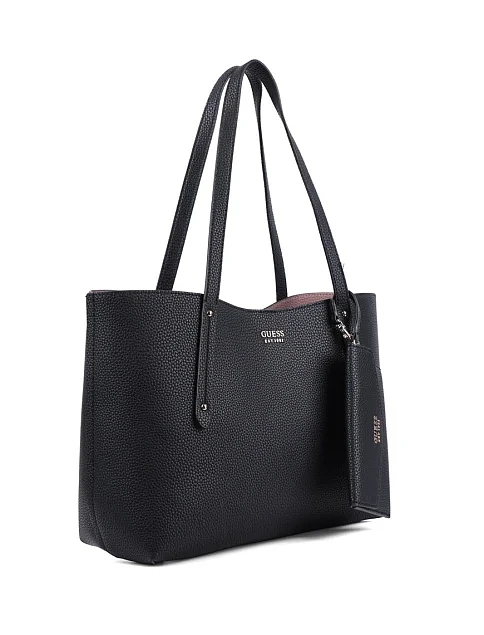 Женская сумка 2 в 1 Guess из экокожи черная - фото 2 - Miraton