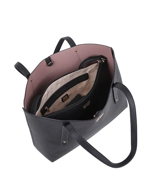 Женская сумка 2 в 1 Guess из экокожи черная - фото 4 - Miraton