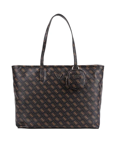 Женская сумка 2 в 1 Guess из экокожи коричневая - фото 1 - Miraton