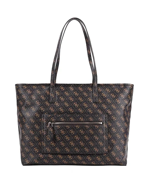 Женская сумка 2 в 1 Guess из экокожи коричневая - фото 3 - Miraton