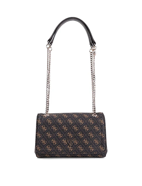 Женская сумка кросс-боди Guess из экокожи коричневая - фото 1 - Miraton