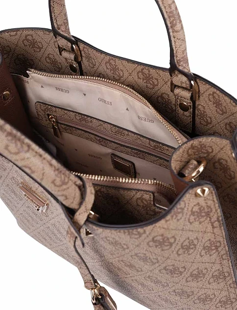 Женская сумка тоут Guess из экокожи бежевая - фото 5 - Miraton