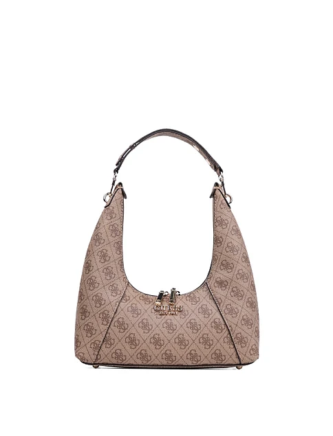 Женская сумка хобо Guess из экокожи бежевая - фото 1 - Miraton