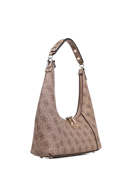 Женская сумка хобо Guess из экокожи бежевая - фото 3 - Miraton