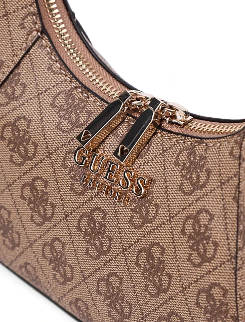 Женская сумка хобо Guess из экокожи бежевая - фото 5 - Miraton