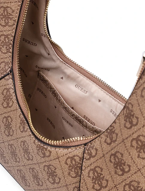 Женская сумка хобо Guess из экокожи бежевая - фото 6 - Miraton