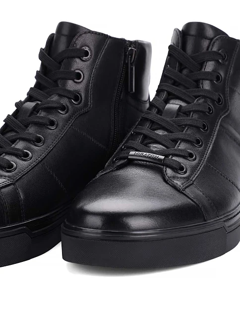 Мужские ботинки MIRATON кожаные черные - фото 2 - Miraton