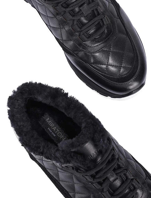 Мужские кроссовки кожаные черные - фото 2 - Miraton