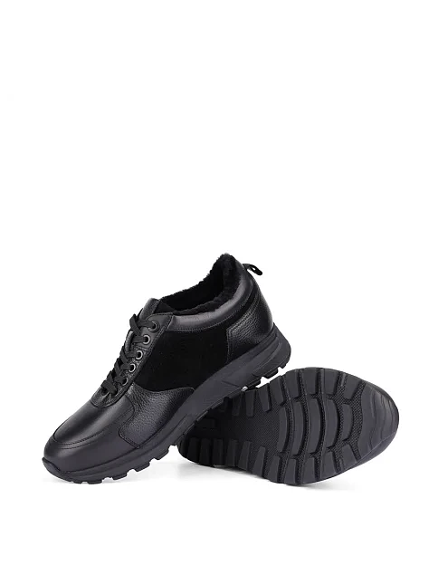 Мужские кроссовки кожаные черные - фото 2 - Miraton