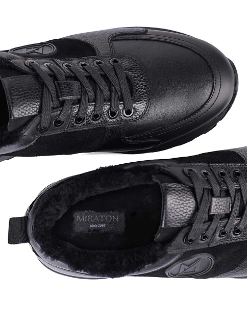 Мужские кроссовки кожаные черные - фото 5 - Miraton