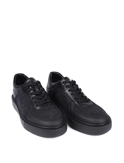 Чоловічі кеди MIRATON шкіряні чорні - фото 3 - Miraton