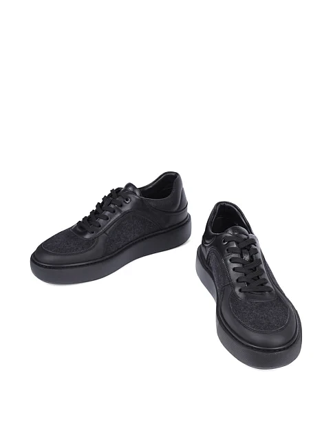 Чоловічі кеди MIRATON шкіряні чорні - фото 5 - Miraton