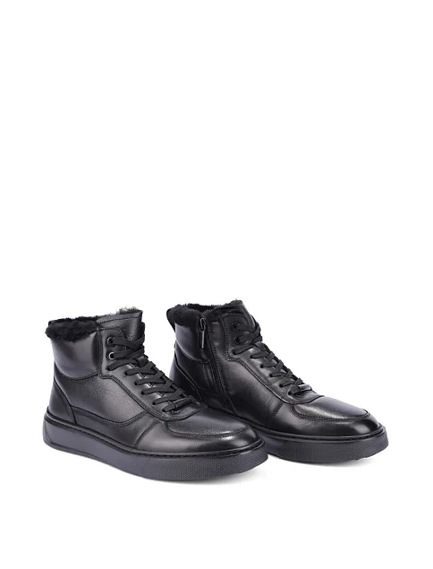 Мужские ботинки кожаные черные - фото 3 - Miraton