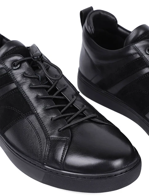 Мужские кеды MIRATON кожаные черные - фото 5 - Miraton