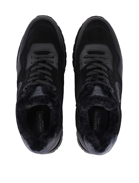 Мужские кроссовки кожаные черные - фото 2 - Miraton