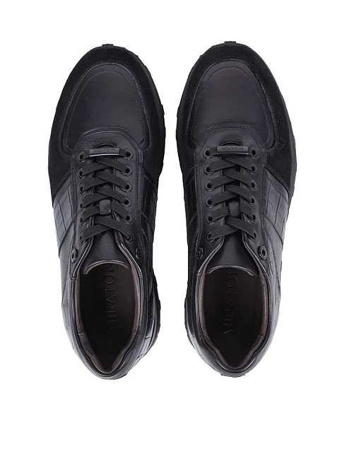 Мужские кроссовки MIRATON кожаные черные - фото 2 - Miraton