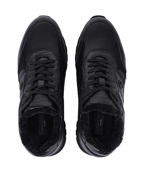 Мужские кроссовки кожаные черные - фото 2 - Miraton