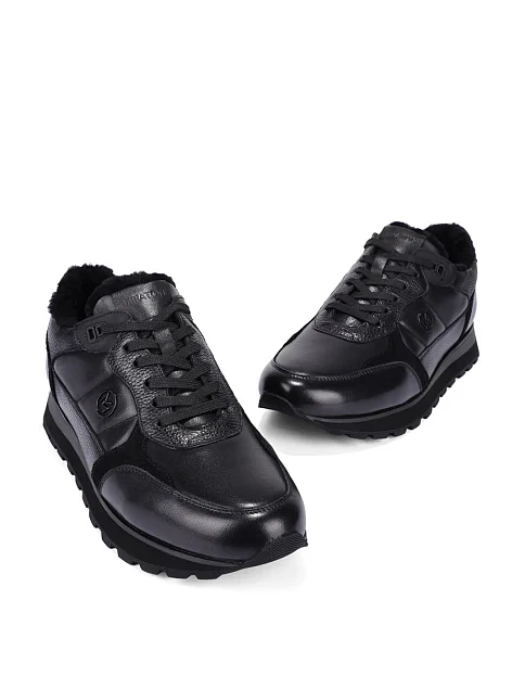 Мужские кроссовки кожаные черные - фото 5 - Miraton