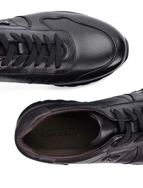 Мужские кроссовки MIRATON кожаные черные - фото 5 - Miraton