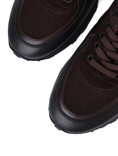 Мужские кроссовки MIRATON кожаные коричневые - фото 5 - Miraton