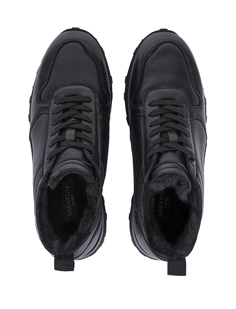Мужские кроссовки кожаные черные - фото 2 - Miraton