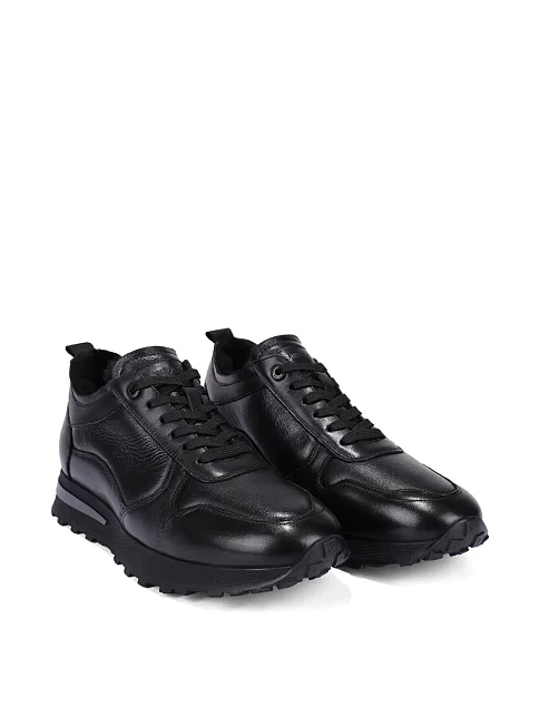 Мужские кроссовки кожаные черные - фото 3 - Miraton