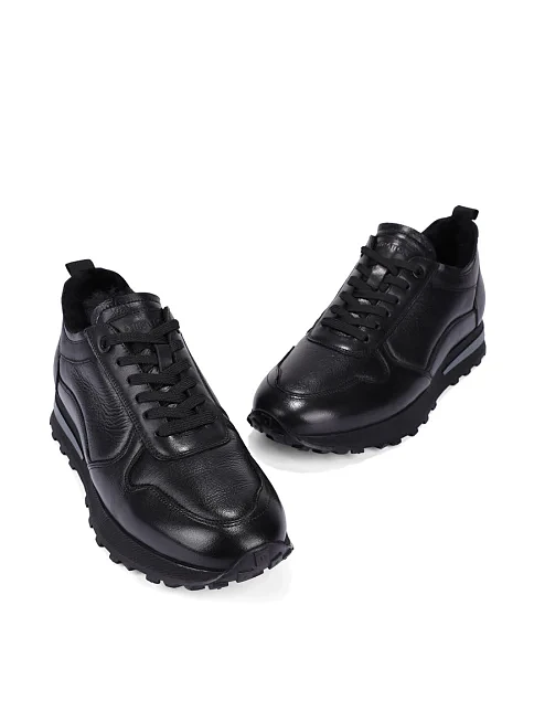 Мужские кроссовки кожаные черные - фото 5 - Miraton