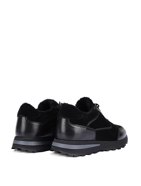 Мужские кроссовки кожаные черные - фото 4 - Miraton