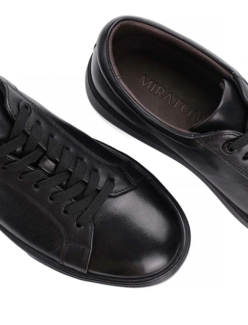 Чоловічі кеди MIRATON шкіряні чорні - фото 5 - Miraton