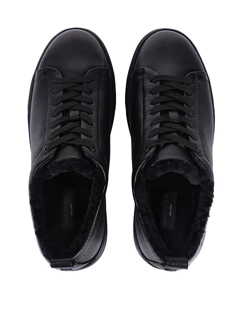 Чоловічі кеди шкіряні чорні - фото 2 - Miraton