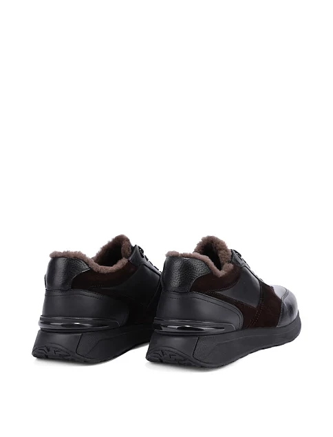 Мужские кроссовки кожаные черно-коричневые - фото 4 - Miraton